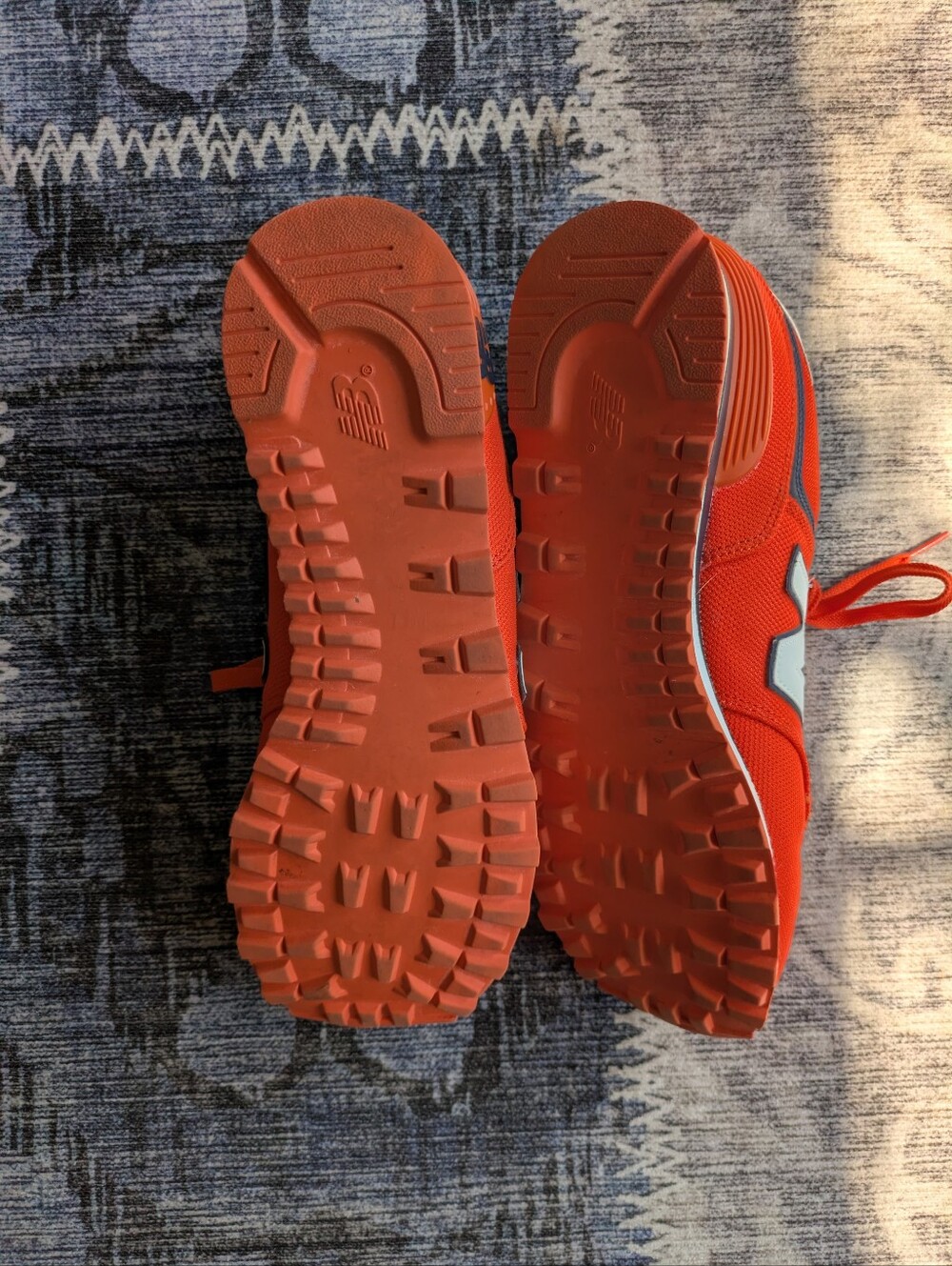 New Balance 574 Orange Trail Sneakers with Gray Accents. Very Lightly Worn